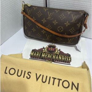 Louis Vuitton Pochette in Monogram with medium dust bag.